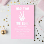 Pink Bad Two The Bone Skeleton 2nd Birthday Party Invitation<br><div class="desc">This is a Pink Bad Two The Bone Skeleton 2nd Birthday Party Invitation!</div>