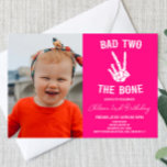 Pink Bad Two The Bone Skeleton 2nd Birthday Party Invitation<br><div class="desc">This is a Hot Pink Bad Two The Bone Skeleton Custom Picture 2nd Birthday Party Invitation!</div>