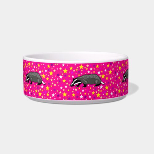 Pink Badger Cartoon Dog Bowl