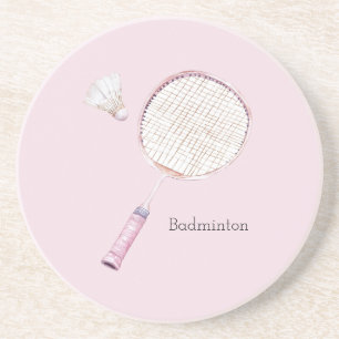 Pink Badminton Sports Coaster