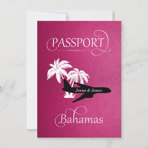Pink Bahamas Passport Save the Date