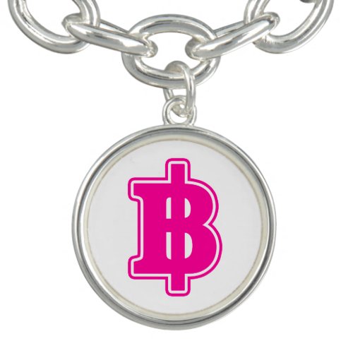 PINK BAHT SIGN  Thai Money Currency  Charm Bracelet
