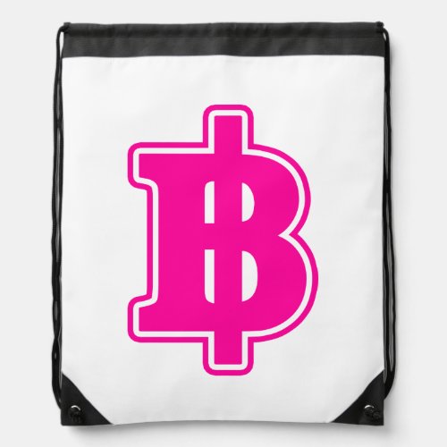 PINK BAHT SIGN  Thai Money Currency  Drawstring Bag