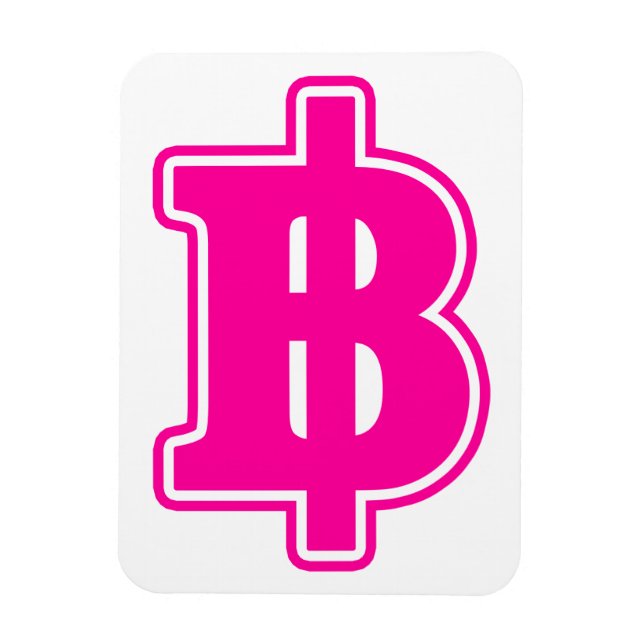 PINK BAHT SIGN ฿ Thai Money Currency ฿ Magnet (Vertical)