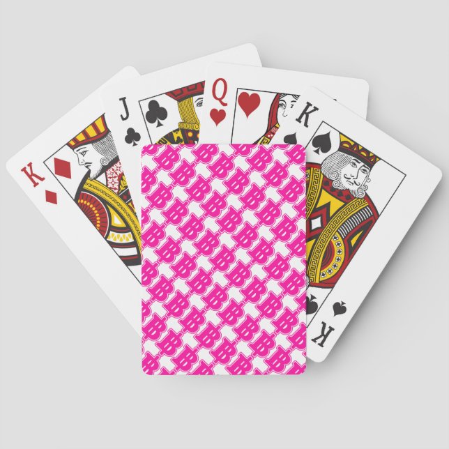 PINK BAHT SIGN ฿ Thai Money Currency ฿ Poker Cards (Back)