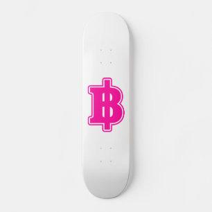 PINK BAHT SIGN ฿ Thai Money Currency ฿ Skateboard Deck