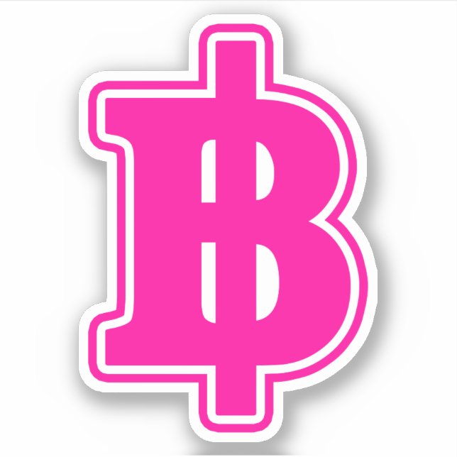 PINK BAHT SIGN ฿ Thai Money Currency ฿ Sticker (Front)