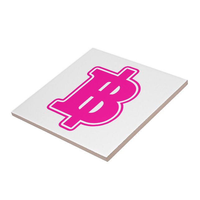 PINK BAHT SIGN ฿ Thai Money Currency ฿ Tile (Side)