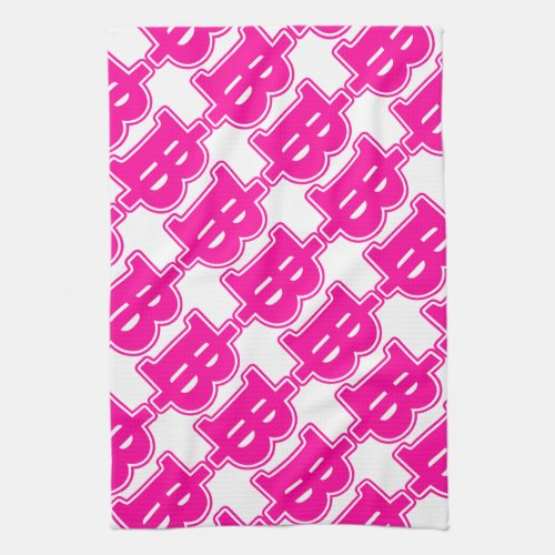 PINK BAHT SIGN  Thai Money Currency  Towel