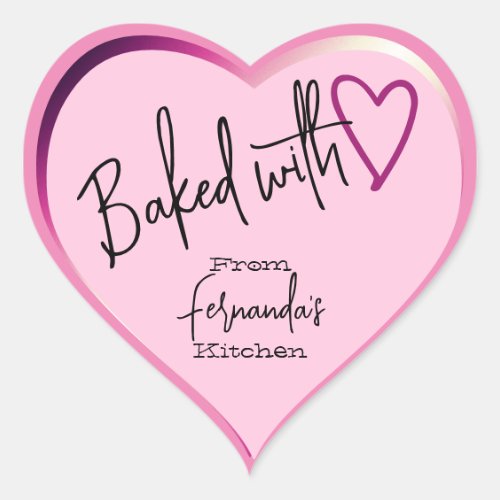 Pink Baked with Love Baking From The Kitchen Of Heart Sticker