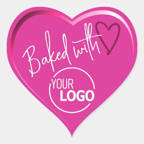 Pink Baked with Love Homemade Baking Logo Template Heart Sticker