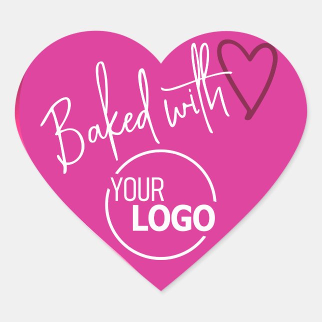 Pink Baked with Love Homemade Baking Logo Template Heart Sticker (Front)