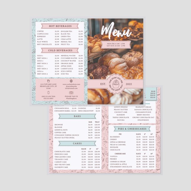 Pink Bakery Cover Photo Your Logo Menu (Folded Front/Back)