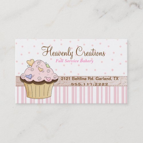 Pink Bakery Cupcake Business Card