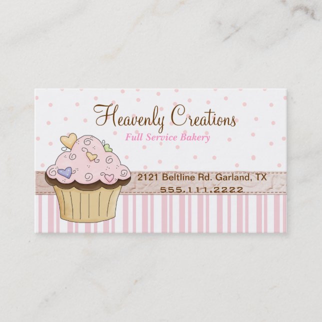 Pink Bakery Cupcake Business Card (Front)