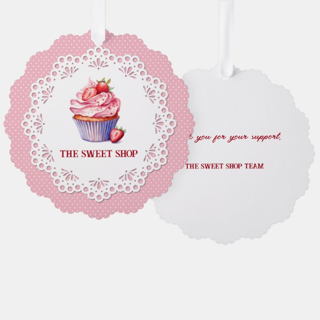 Pink Bakery Packaging Tag | Customizable Ornament Card (Front/Back)