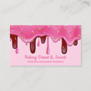Pink Bakery Pastry Chef Cream Drips Donut sprinkle Business Card