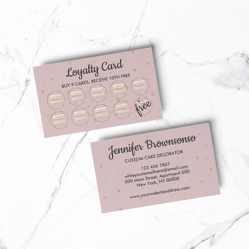 Pink Bakery Pastry Patisserie Loyalty Wedding Cake Business Card