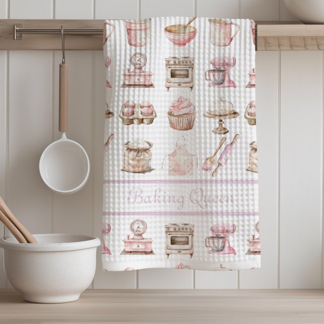 Pink Baking Queen  Kitchen Towel (Baking Queen Kitchen Towel)