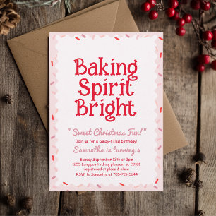 Pink Baking Spirit Bright Christmas Birthday Invitation