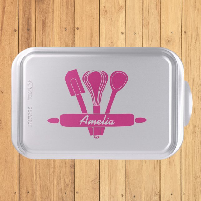Pink Baking Tools Personalized Name Cake Pan (Creator Uploaded)