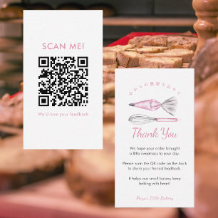 Pink Baking Utensils Bakery Leave a Review QR Code Business Card