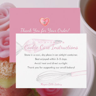 Pink Baking Utensils Cookie Care Instructions Thank You Card