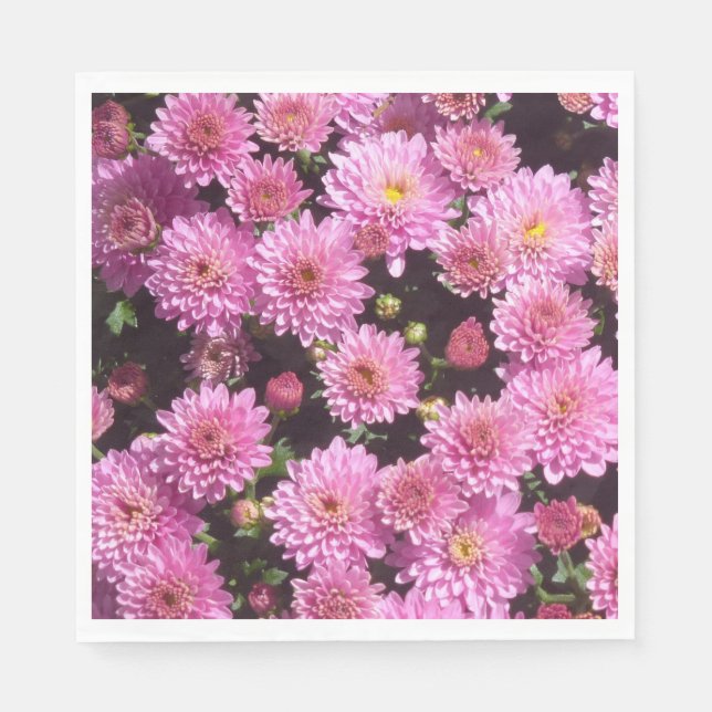 Pink Ball Chrysanthemum Paper Napkins (Front)