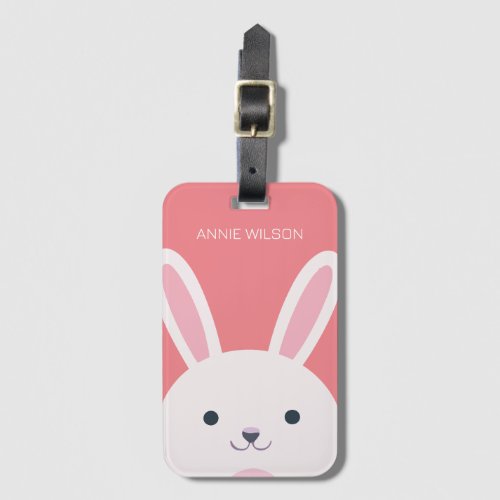 Pink Ball Cute Bunny Cartoon Personalized Luggage Tag