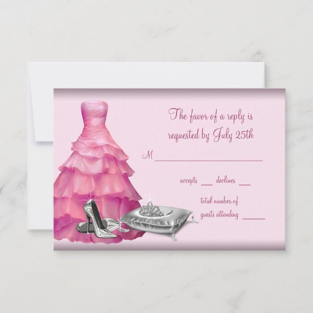 Pink Ball Gown High Heel Shoes Quinceanera RSVP (Front)