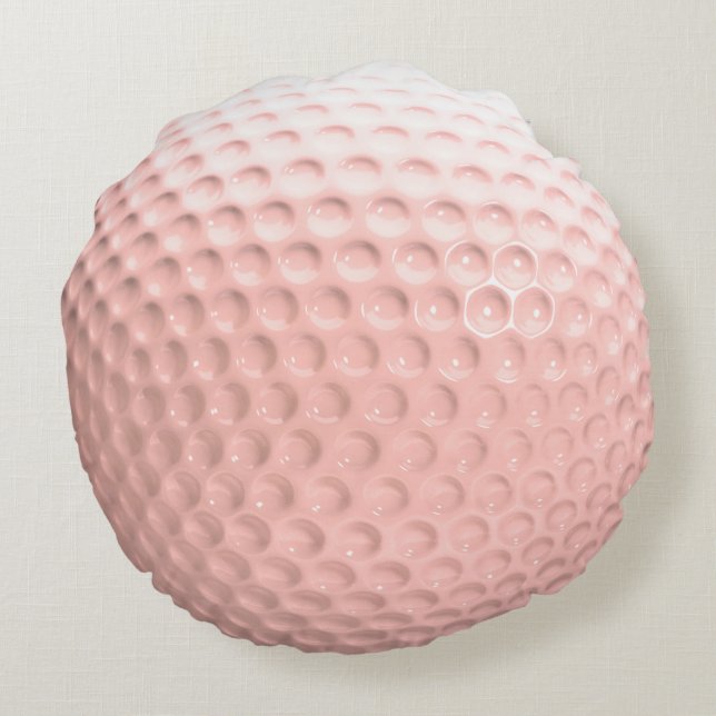 Pink Ball Ladies Golf Round Pillow (Back)
