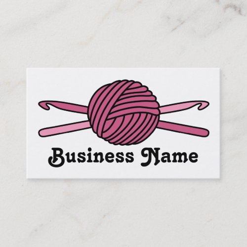 Pink Ball of Yarn  Crochet Hooks Business Card