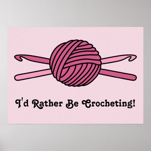Pink Ball of Yarn & Crochet Hooks (Pink Back) Poster | Zazzle