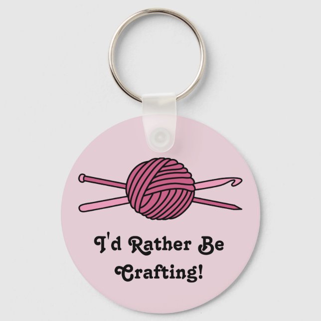 Pink Ball of Yarn (Knit & Crochet) Keychain (Front)
