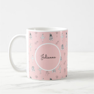 Pink Ballerina and Flowers Coffee Mug