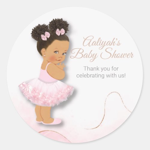 Pink ballerina baby shower cupcake topper classic  classic round sticker