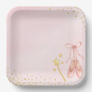 Pink Ballerina Baby Shower Paper Plates