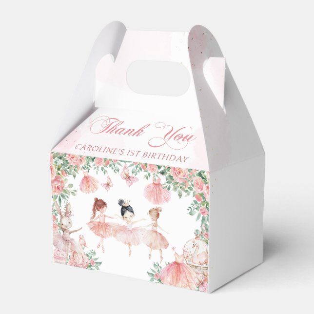 Pink Ballerina Ballet Birthday Favor Box (Front Side)