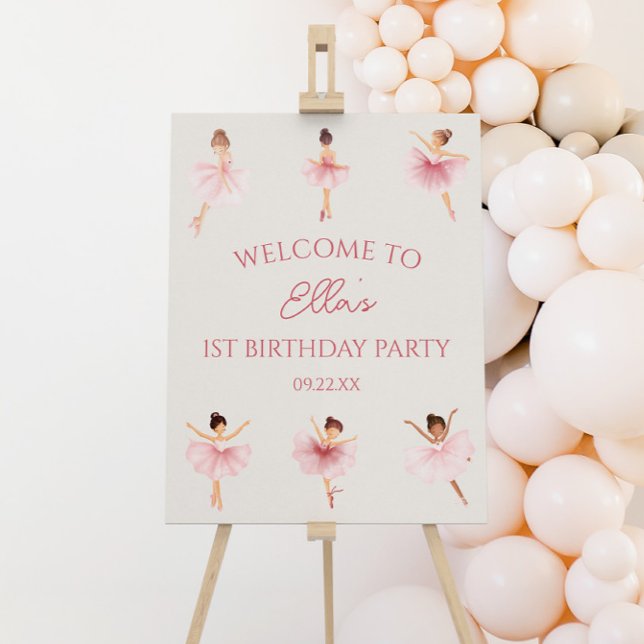 Pink Ballerina Ballet Birthday Party Welcome Sign (Creator Uploaded)