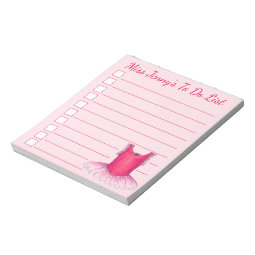 Pink Ballerina Ballet Dance Teacher To Do List Notepad | Zazzle