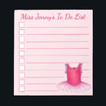 Pink Ballerina Ballet Dance Teacher To Do List Notepad<br><div class="desc">Checklist notepad design features an original marker illustration of a pink ballerina tutu. Just personalize with your dance teacher's information. Lots of additional illustrated notepads are also available from this shop. This design is also available on other products. Don't see what you're looking for? Need help with customization? Contact Rebecca...</div>
