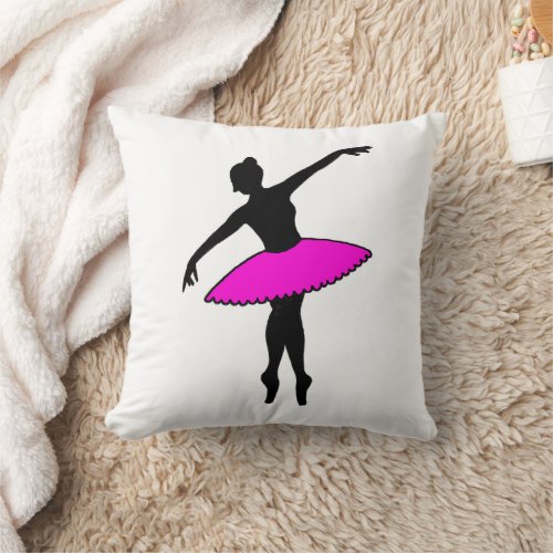 Pink Ballerina Ballet Dancer Tutu Dance Teacher Throw Pillow