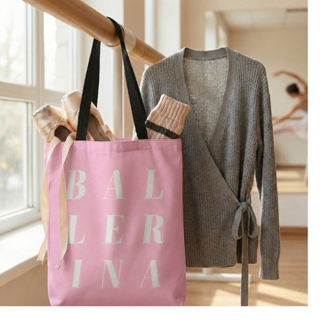 Pink Ballerina Ballet Dancers Typography Design Tote Bag (Creator Uploaded)
