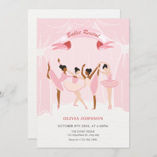 Pink ballerina ballet recital invitation