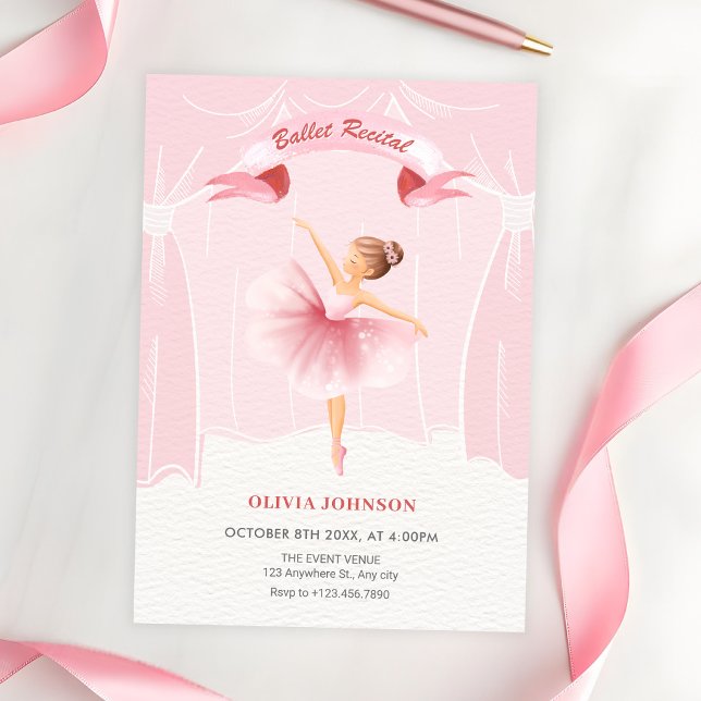 Pink ballerina ballet recital invitation (Creator Uploaded)
