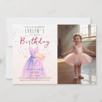 Pink Ballerina Birthday Girl Photo Tutu Party