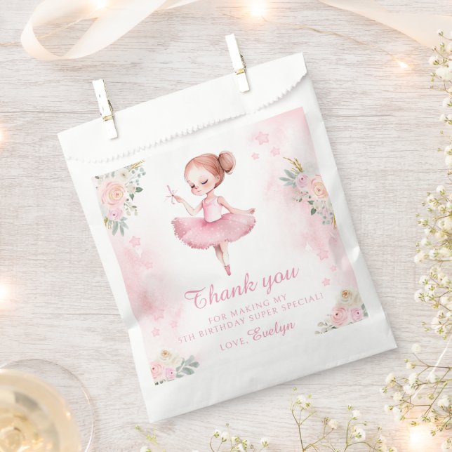 Pink ballerina birthday girl thank you favor bags (Clipped)