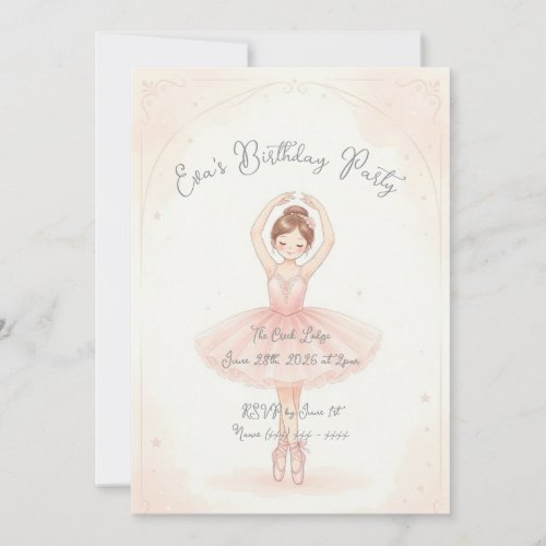 Pink Ballerina Birthday Invitation