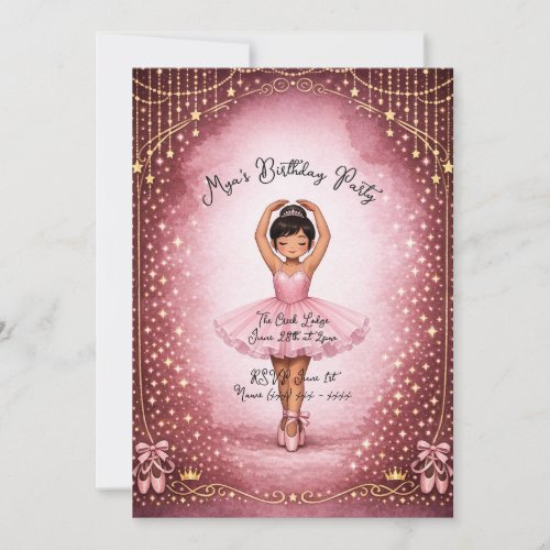 Pink Ballerina Birthday Invitation