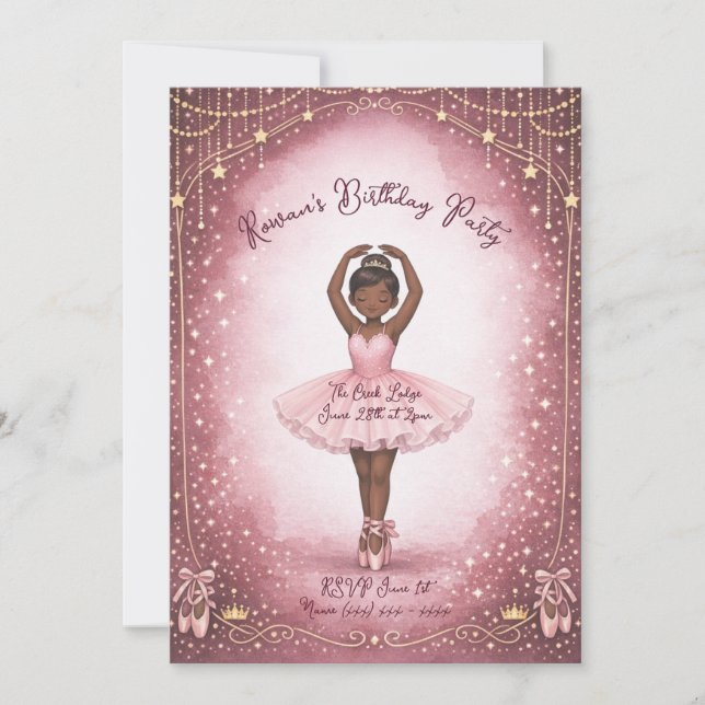 Pink Ballerina Birthday Invitation (Front)